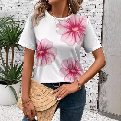 Trendy Women's Loose Fitting Casual Versatile Breathable Short Sleeved T-shirt Fashionable 3D Digital Printing Shirt