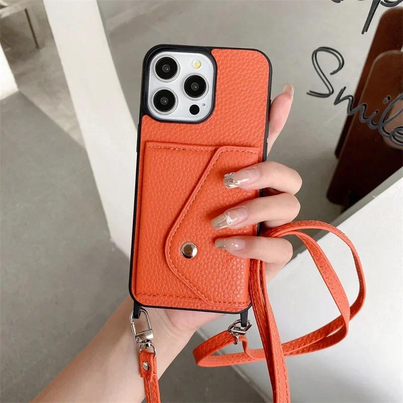 

Кошелек через плечо с держателем для карт, чехол для телефона для iPhone 13, 12, Mini, 16E, 16, 15 Plus, 14, 11 Pro Max, защитный чехол из искусственной кожи For iPhone 16E