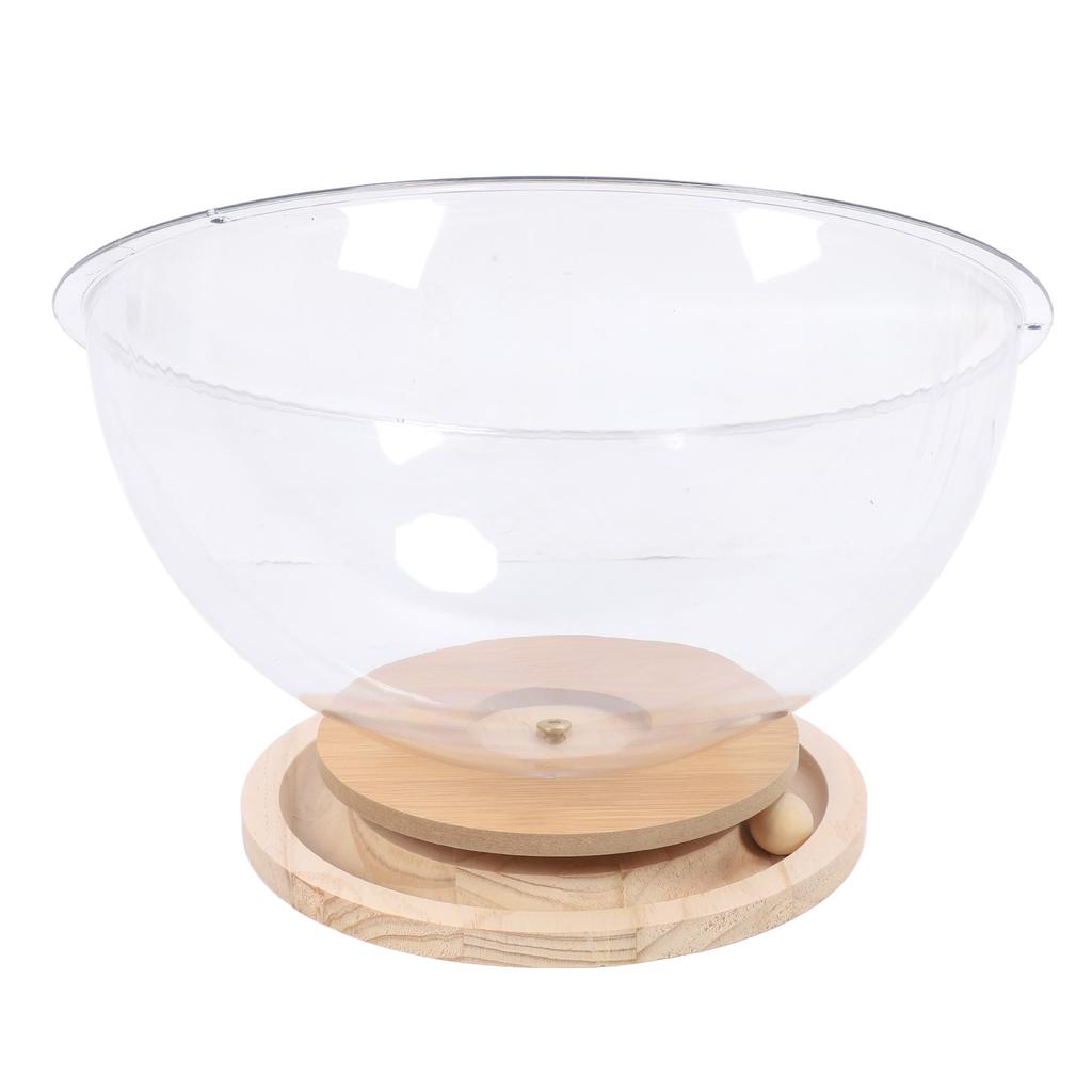 Space Capsule Cat Bed Clear Acrylic with Wood Turntable Catnip Ball Track Toy Elevated Cat Bed for Cats Sleeping Playing