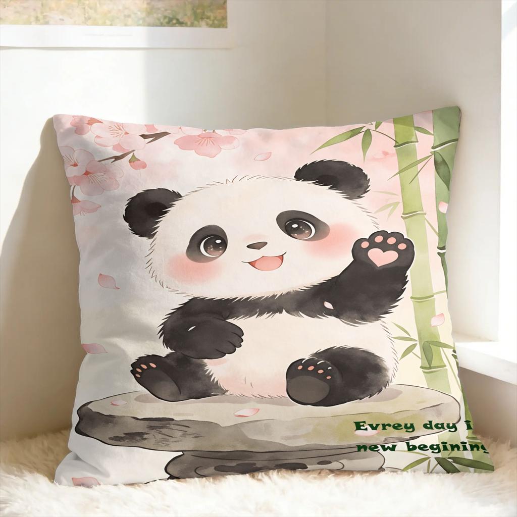 Cute Panda Pillow Case Square Pillow Cover For Living Room Bed Chair Funny Cushion Cover