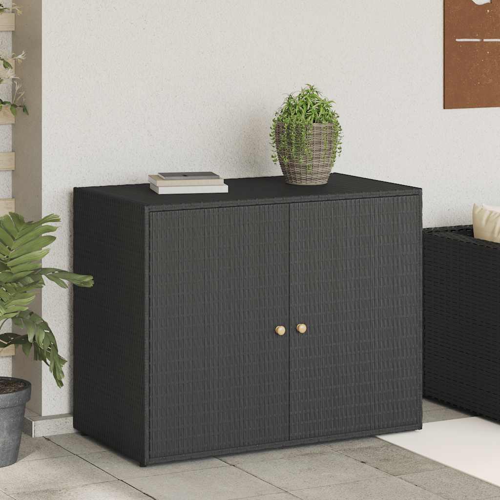 Vidaxl Garden Cabinet, Black, 100X55.5X80 Cm, PE Rattan