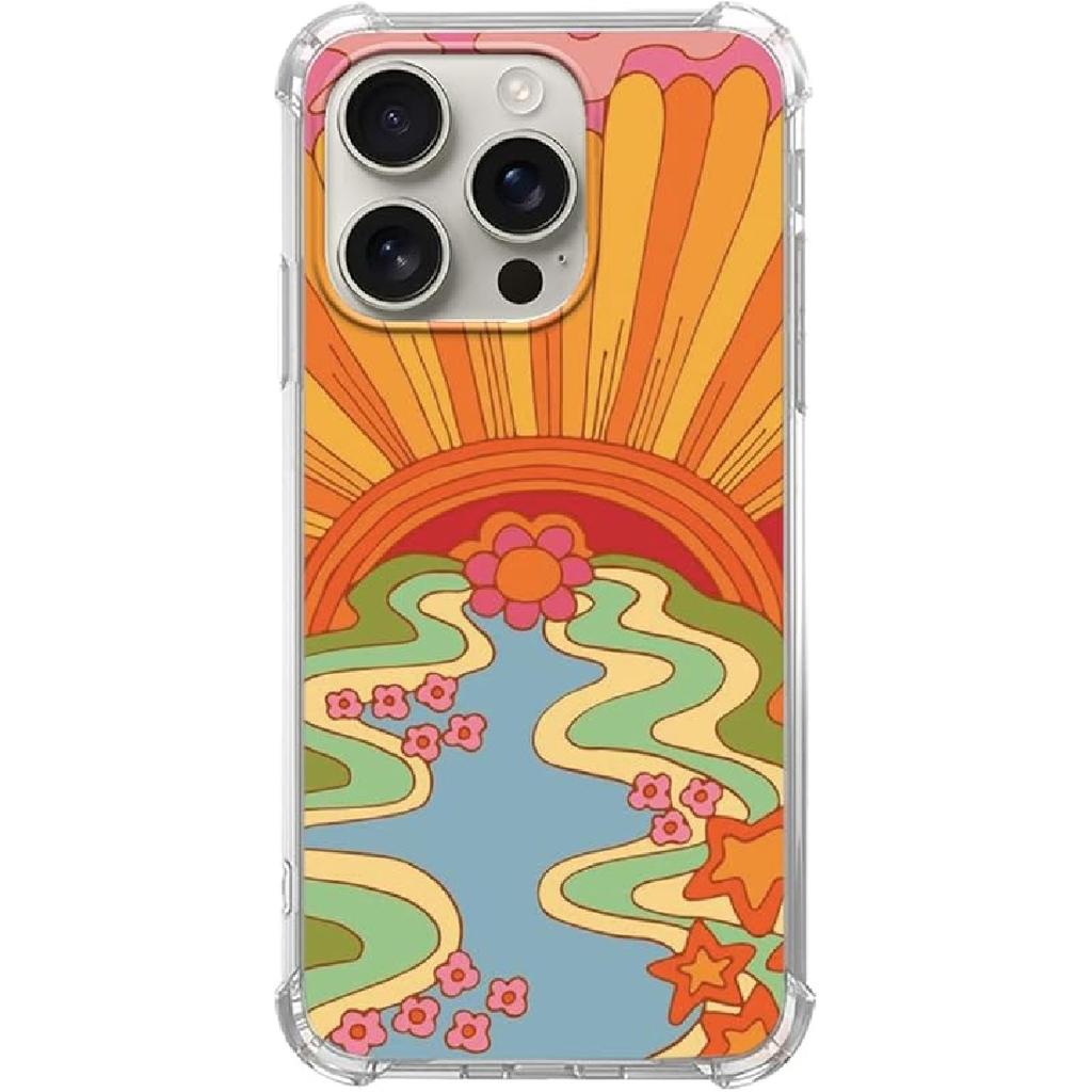 Vintage Celestial Sun Moon Star Pattern Collage Phone Case for iPhone 16 Pro, Aesthetic Space Planet Star Case for Teens Women Men for iPhone 16 Pro,