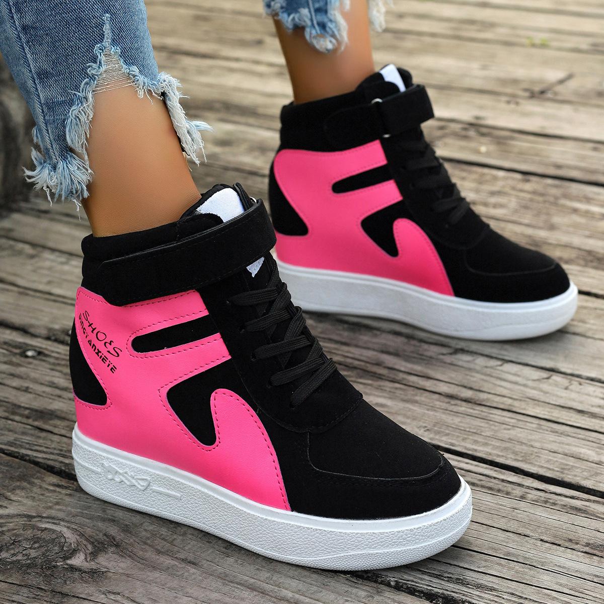 

autumn winter sneakers High top Platform Sneakers women Casual Wedges shoes Womens Shoes Black Platform Vulcanize Women fashion 35
