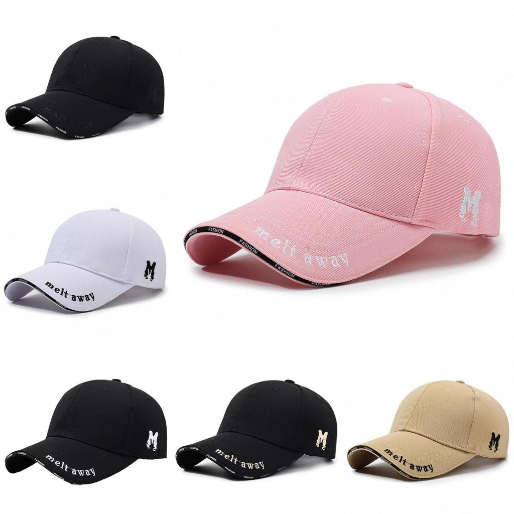 Embroidery M Letter Baseball Hat Outdoor Adjustable Sun Breathable Protection