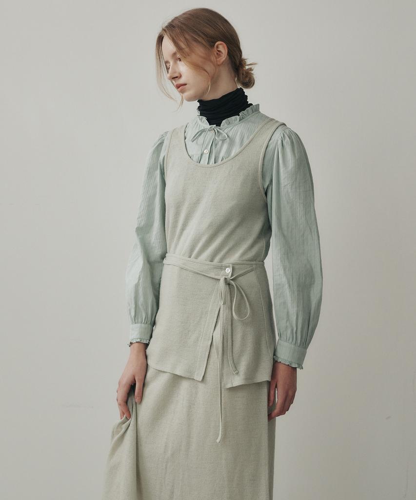Leumeme Rube Layered Wool One-Piece Sagegreen