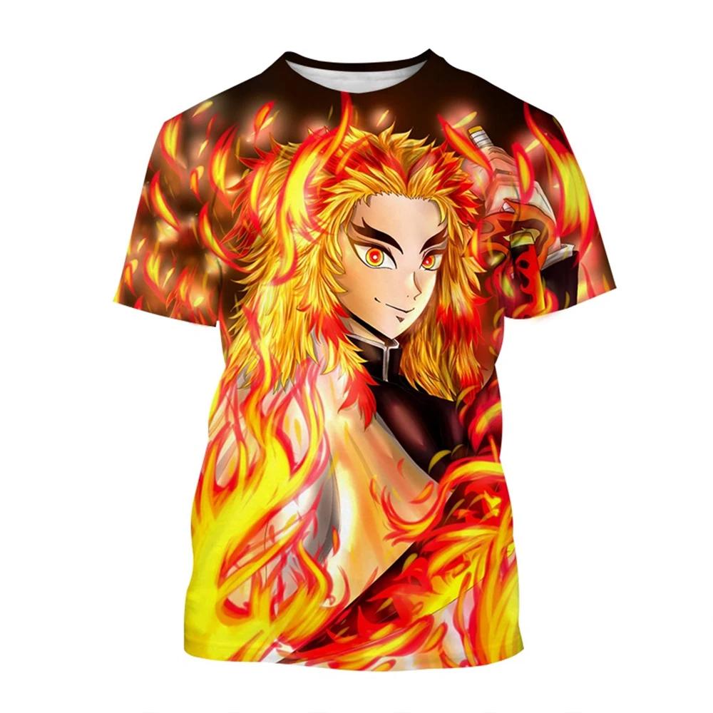 Hot Selling Anime Cartoon Characters of Rengoku Kyoujuru Hot Blooded Hip-hop Cool Street Personality 3D Printed T-shirt