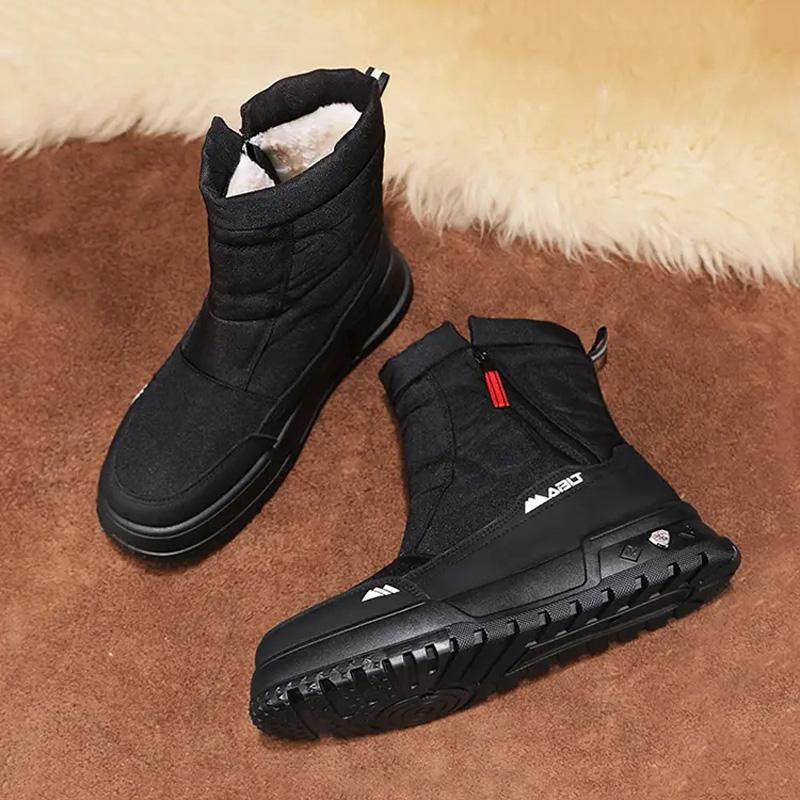 Pánské černé vysoké bavlněné boty plus sametové teplé sněhule odolné proti chladu a pohodlné outdoorové sportovní ležérní boty se zipem