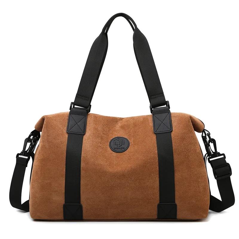 New Suede Travel Handbag Women'S Portable Sports And Fitness Bag Men'S Large Capacity Fashionable Short Distance Travel Totes