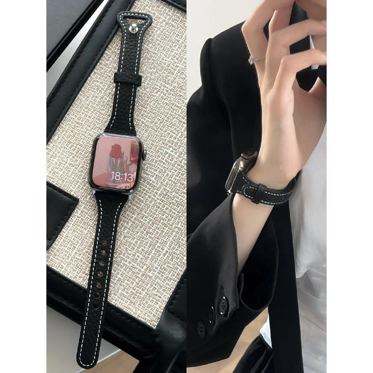 

leather loop For Apple Watch band women 10/9/8/7/6/5/4 38mm 40mm 41mm 42mm 44mm 45mm 46mm 49mm Strap 38mm40mm41mm 42mmS10 чёрный