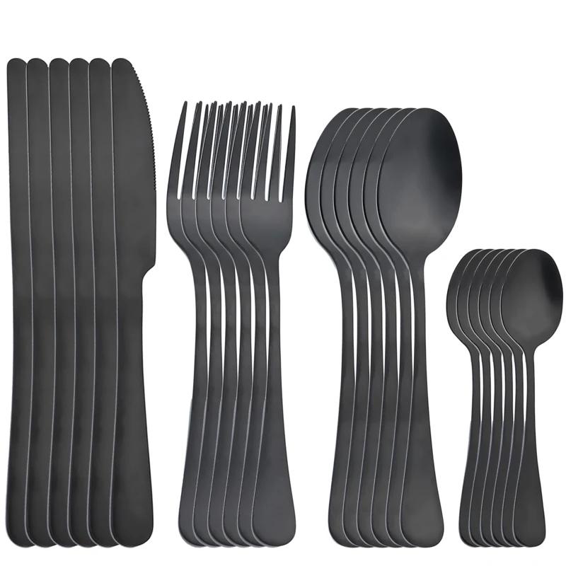 24pcs Cutlery Sets Stainless Steel Rainbow Dinnerware Set Knife Fork Spoon Flatware Matte Dishwasher Safe Kitchen Tableware Set