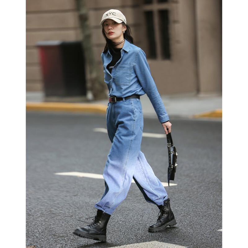 Women s Distinctive Single Pocket Denim Shirt S