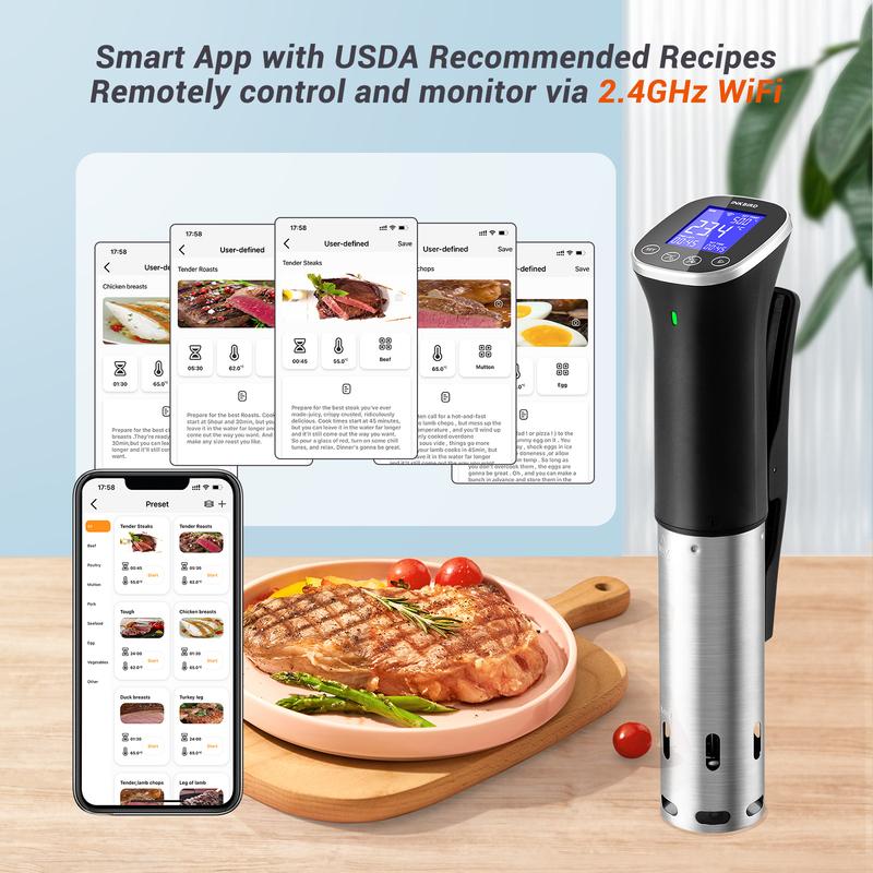 INKBIRD ISV-300W WiFi Sous Vide Machine 220V EU Plug IPX7 Waterproof Sous Vide Cooker APP Remote Control with Recipes Alarms