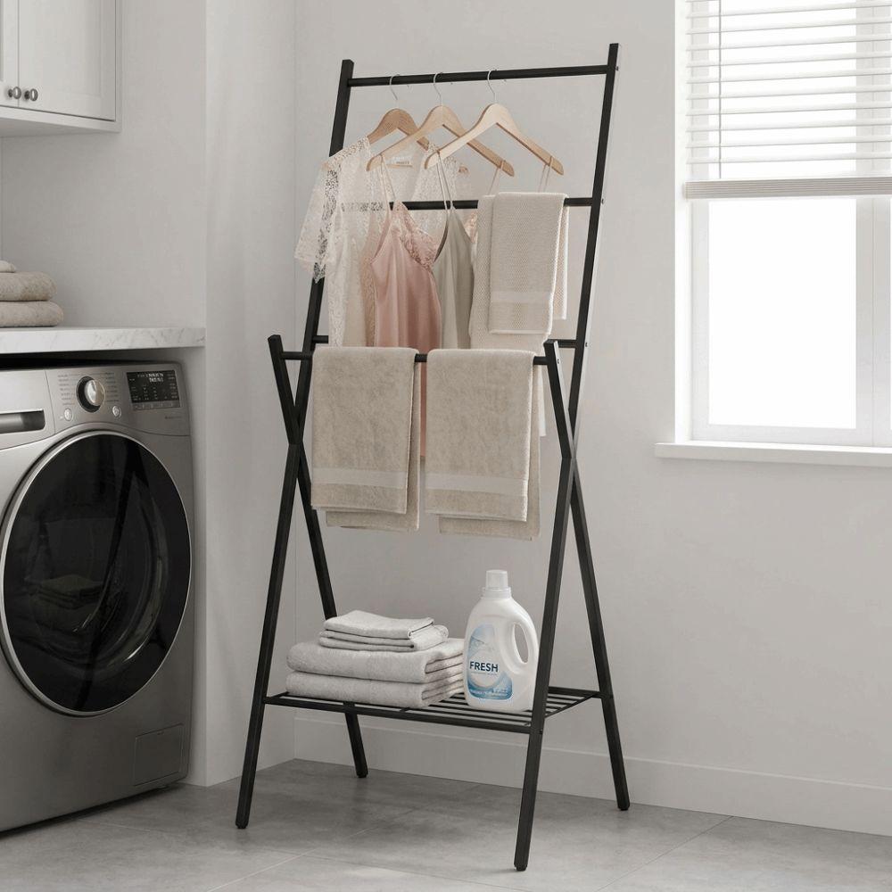 Foldable Structure Foldable Towel Drying Rack Multi-purpose Storage Organizer Bathroom