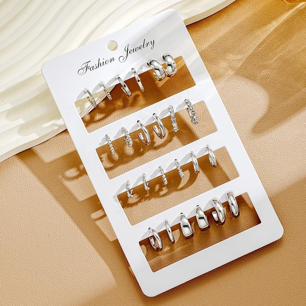 Modisches Creolen-Set mit Kristallen, Kreis, Gold/Silber, Ohrringe für Damen, Schmuck-Accessoires