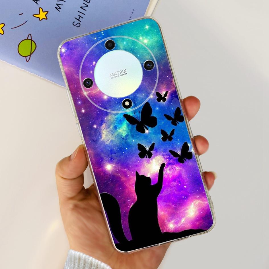 For Honor X9b 5G Case ALI-NX1 Popular Flower Soft Clear Silicon TPU Cover For Honor X9a RMO-NX1 HonorX9 ANY-NX1 Shockproof Funda