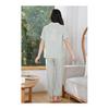 [Vulcanodon] Room Wear, Women's Pajamas, Top and Bottom Set, Comfortable, 100% Cotton, Double Gauze, Short Sleeve, Loungewear, Long Pants, Spring,