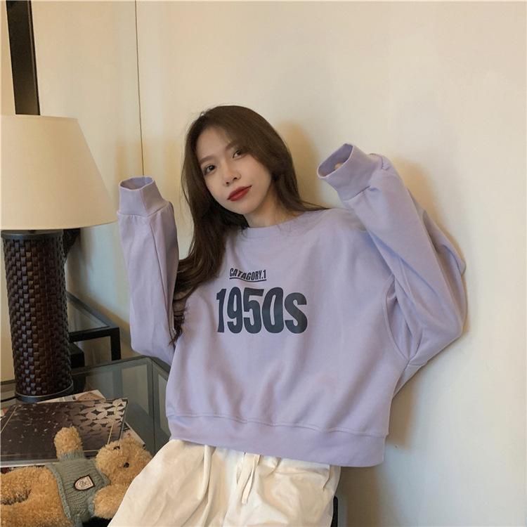 

Женское свободное худи с коротким рукавом и принтом букв, осеннее, с круглым вырезом, повседневное M фиолетовый