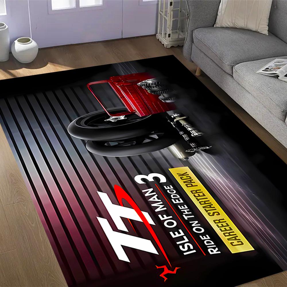 Isle Of Man Tt Course Map Themed Anti-Slip Rugs - Polyester Home Decor, Suitable for Bedrooms, Living Rooms, Doorways, Studios, and Decorations
