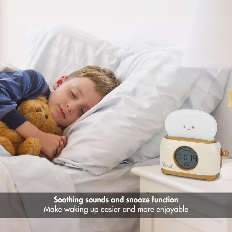 Cute Toast Lamp LED Toaster Clock Night Light for Kids Room Decor