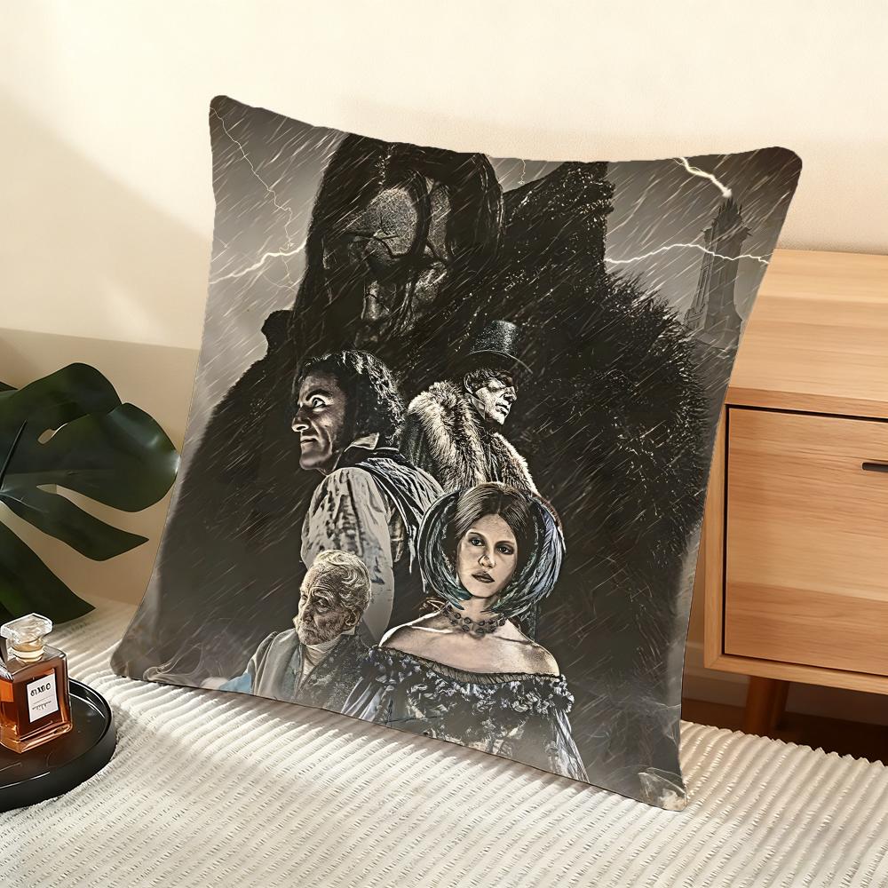 Cushion Cover Silky Short Plush Home Sofa Cushion Cover  Invisible Zipper Home Decoration Frankenstein Movie