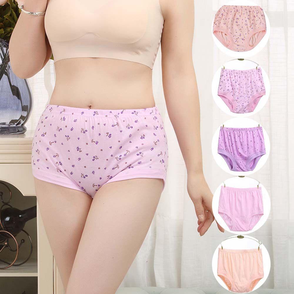 And Elderly Mother Plus Size Cotton Panties Flower Panties Elderly Underwear Female Lingerie