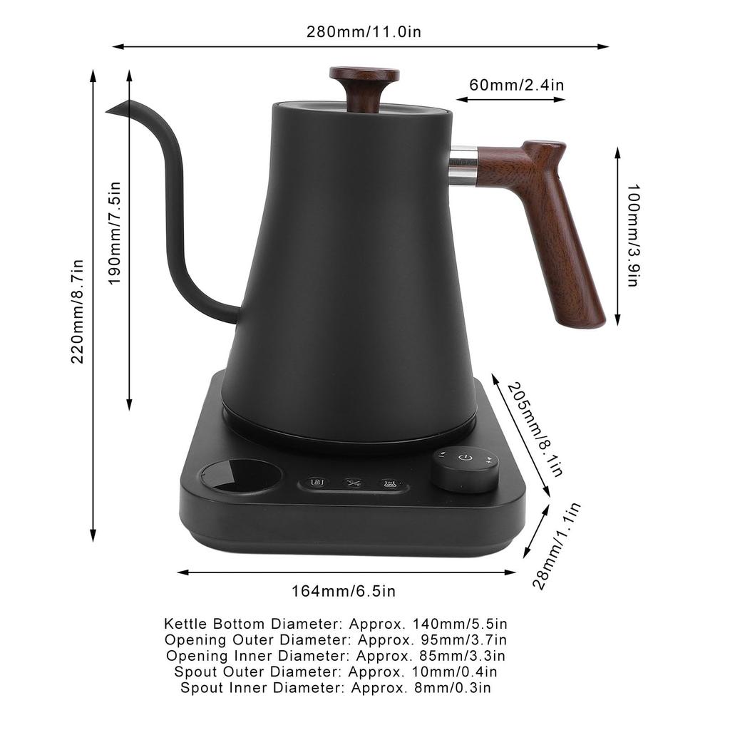 Electric Kettle, Drip Kettle, 1200W, Narrow Spout, Coffee Pot, Compact, Easy To Clean (US Plug, 110V)