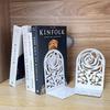 2Pcs Hollow Design Rose Bookends Metal Book Ends Durable Book Supports  Study Room