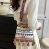 Bohemian Drawstring Bucket Bag Ethnic Embroidery Tassel Decor Cute Boho Handbag for Boho Lovers Vacation Daily Use