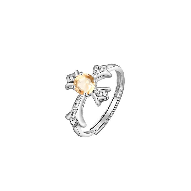 S925 Sterling Silver Ring Natural Stone Series Amethyst Garnet Peridot Citrine Topaz Light Luxury Ring Jewelry Gift