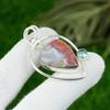 925 Silver Natural Crazy Lace Agate Topaz Anniversary Bezel Wife Pendant Jewelry