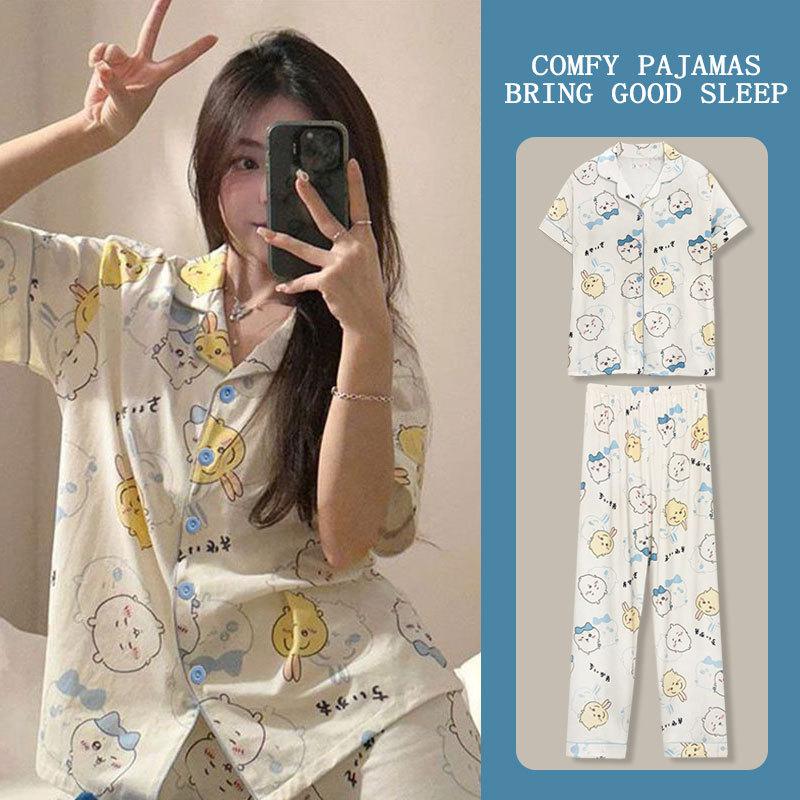 New Jiyikawa pajamas women s summer short-sleeved trousers cartoon cute Usaki small eight loungewear M