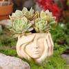Girl Face Flower Pot Resin Plant Home Decoration Ornament Craft Planter Container for