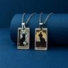 Stainless Steel Cat Tarot Card Necklace for Men Women Animal Divination Jewelry Accessory