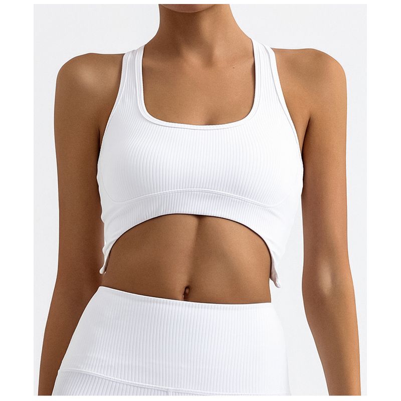 Export Cross-Border Yoga Intimates Women's Stripes with Chest Pad Bubble Wrap Cross Beauty Back Exercise Running Fitness Top Vest