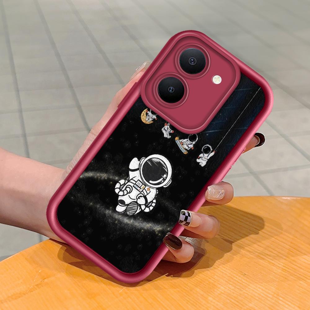 Soft Silicone Square Ladder Printing Pattern Phone Casing Full Cover Camera Shockproof Protection Rubber Case for Vivo