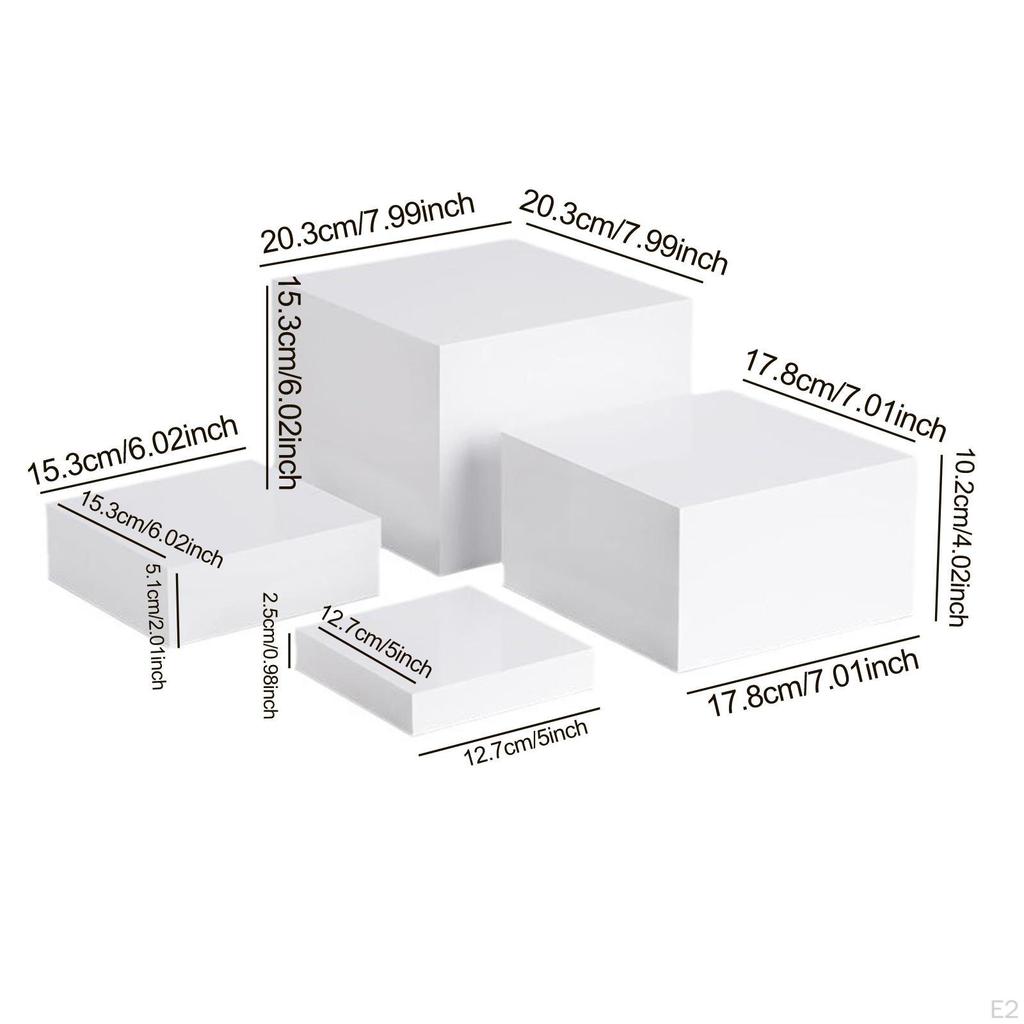 4x Buffet Riser Cube Display Nesting Acrylic Cake Food Stand for Candy Brunch