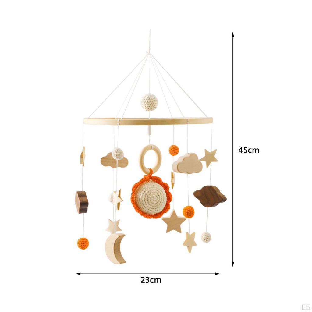 Adorable Baby Crib Mobile for Nursery Decor, Wooden Hanging Bed Bell Toy