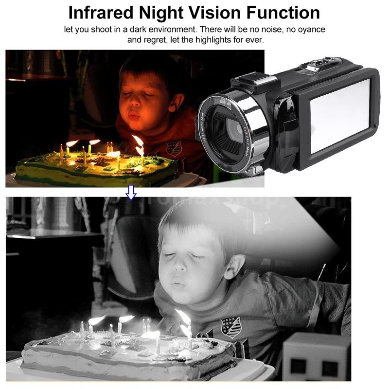 Professional 4K Full HD Camcorder Vlog Video Camera WIFI LCD Digital Camcorder Support External Lens and Microphone Stabilizer NEW