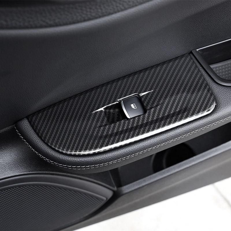 LHD Carbon Fiber For Alfa Romeo Giulia 2017- ABS Chrome Window Lift Switch Button Frame Cover Trim Stickers Car Accessories