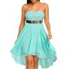 Women Party Full Dress Off Shoulder Waist Chiffon Bandeau Irregular Dress