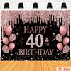 2D 40th Birthday Themed Photo Booth Backdrop with Rose Gold Balloons