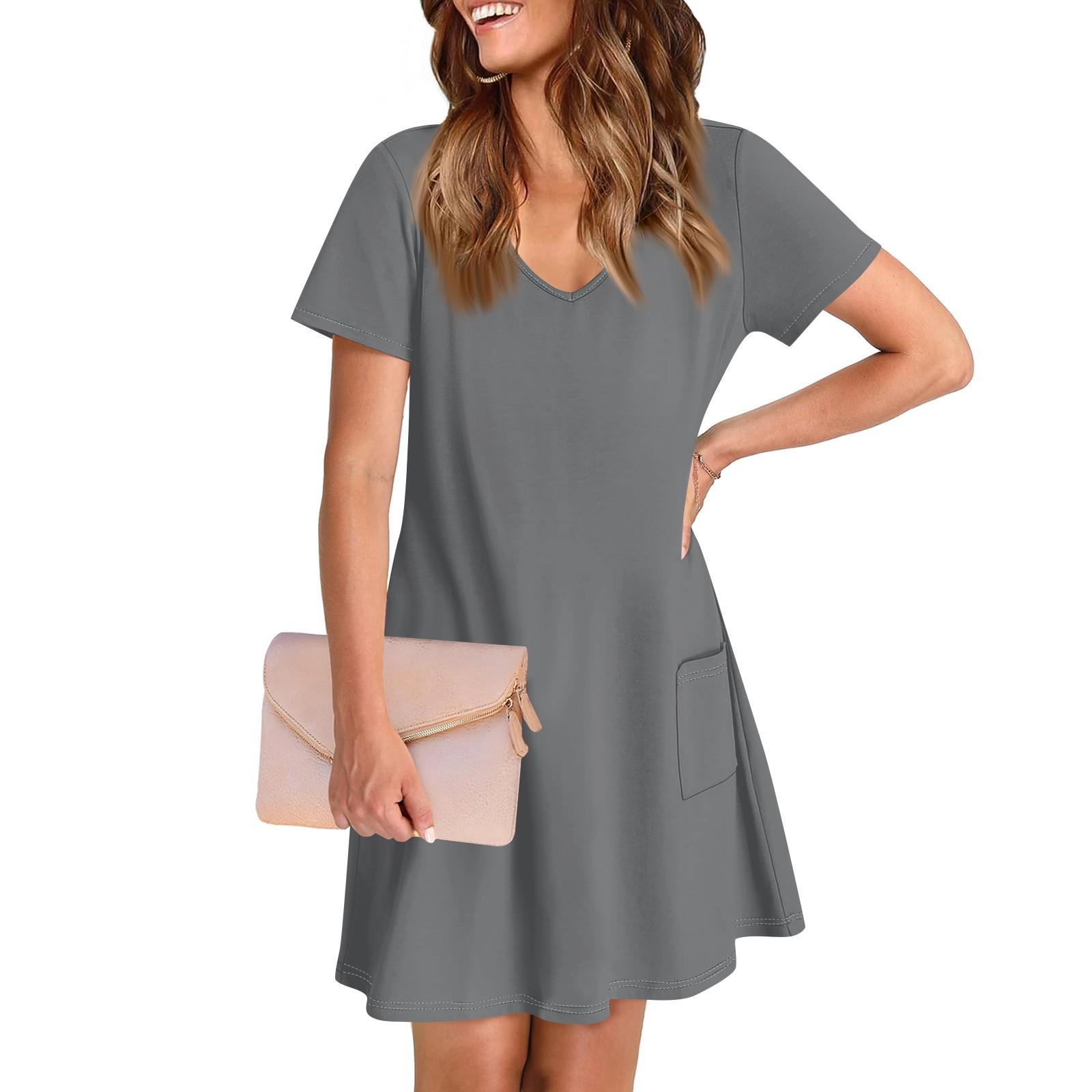 

Женское повседневное и модное платье средней длины с V-образным вырезом и коротким рукавом с принтом M