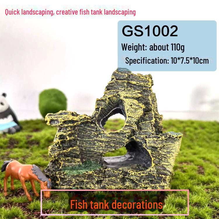 Retro Jiangnan Fish Tank Decoration: Yunhelou Cottage Rockery