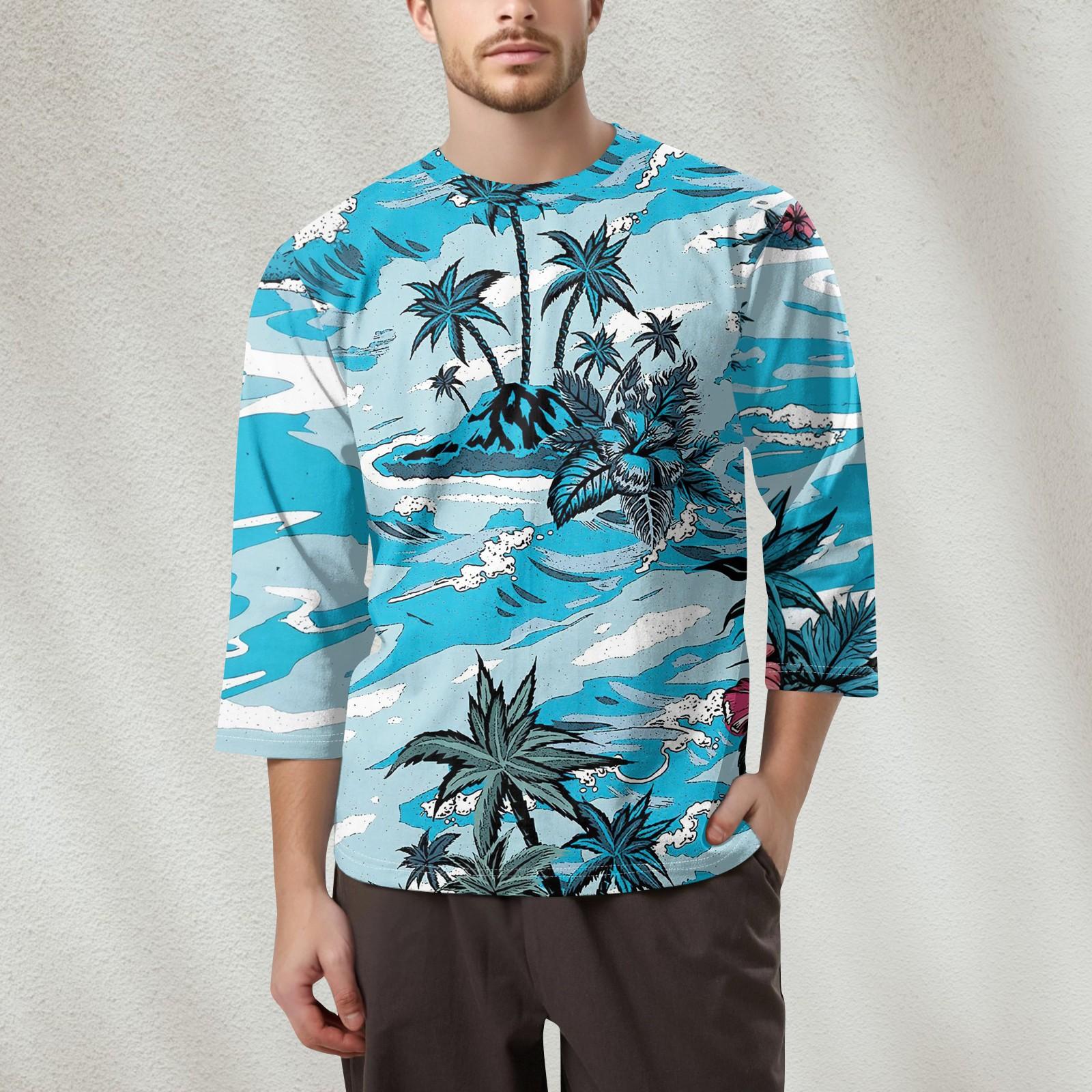 

Мужская модная футболка с круглым вырезом и рукавом 3/4 L