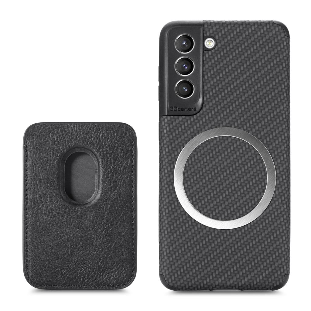 

for Magsafe Carbon fiber Leather Case for Samsung Galaxy S22 Ultra S24 S23 Plus Note 20 Ultra magnetic Wallet Card Pocket Cover Galaxy Note 20