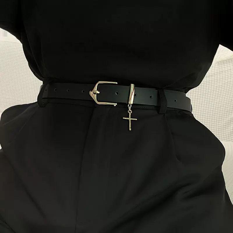 Denim Black Sleek Belt For Fashionforward Young Adults Korean Inspired Simple Accessory Ideal For Looks Casual