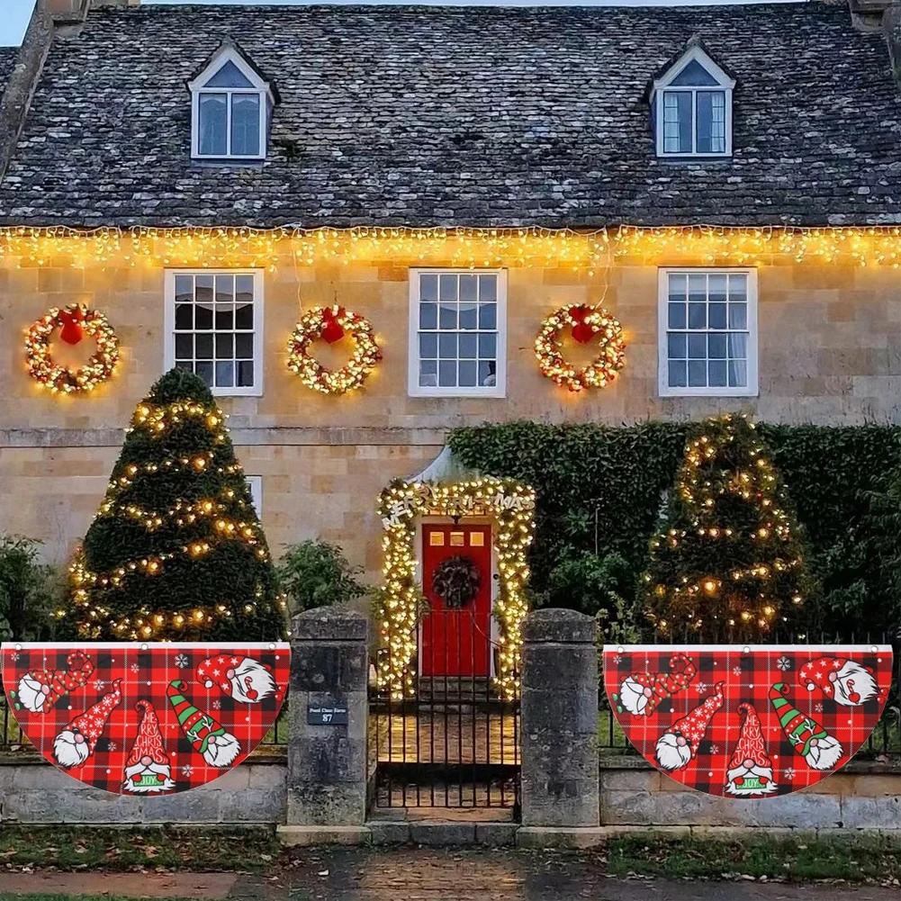 Christmas Outdoor Fan-Shaped Flag Banner Christmas Decor For Home 2026 Christmas Drop Ornament Xmas Navidad Gift New Year