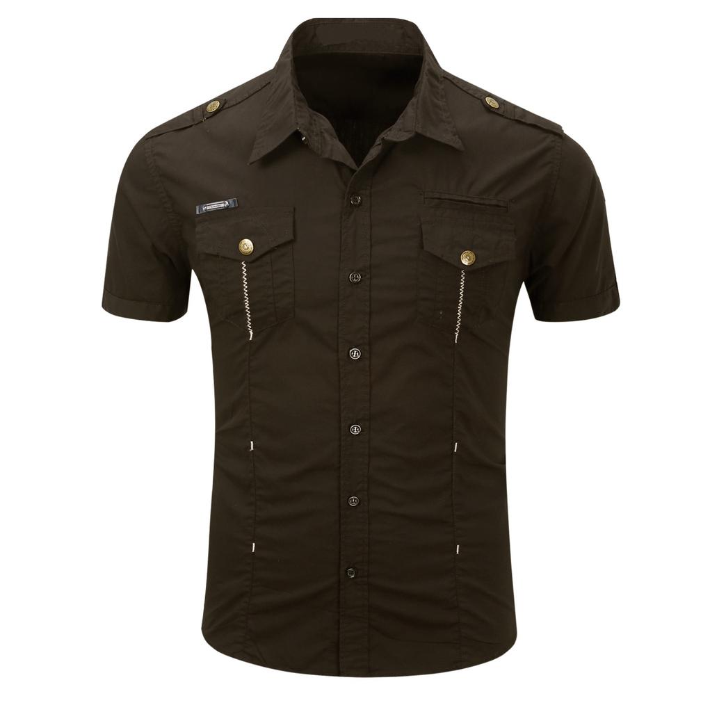 Men's Short Sleeved Shirt, Outdoor Men's Plus Size Military Workwear, All Cotton Shirt