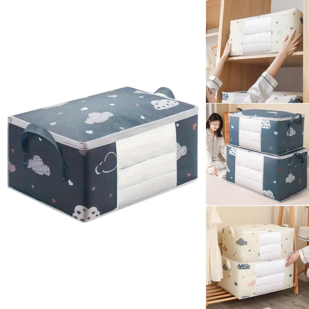 Cloud Heart Multi Purpose Fabric Storage Bag With Visible Panel For Clothing And Bedding