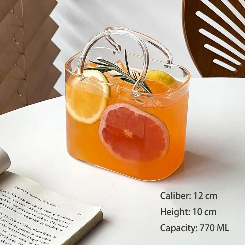 Taza de Vidrio para Bebidas de Bolso de 770 ml Copa de Cóctel Copas de Vino con Pajita Taza Creativa de Té de Frutas y Jugo para el Hogar Vajilla Especial